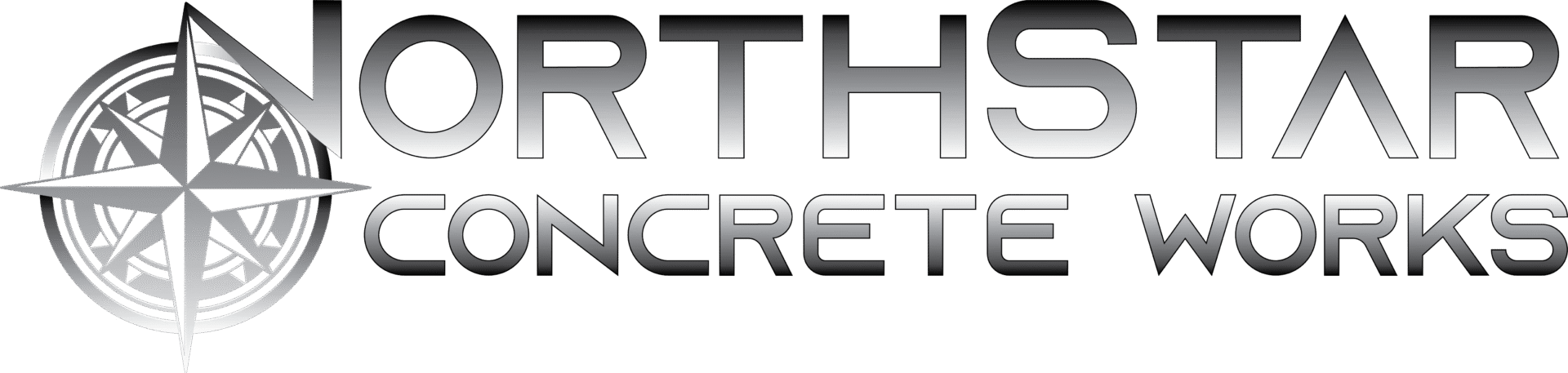 NorthStar Concrete compass logo in grayscale.